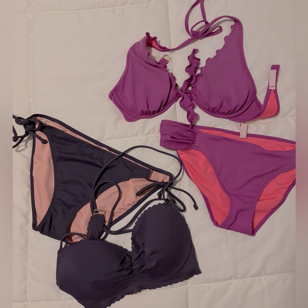 BOGO EUC Victoria’s Secret Swim Bikinis (tops are 32C and 32D, bottoms size M)